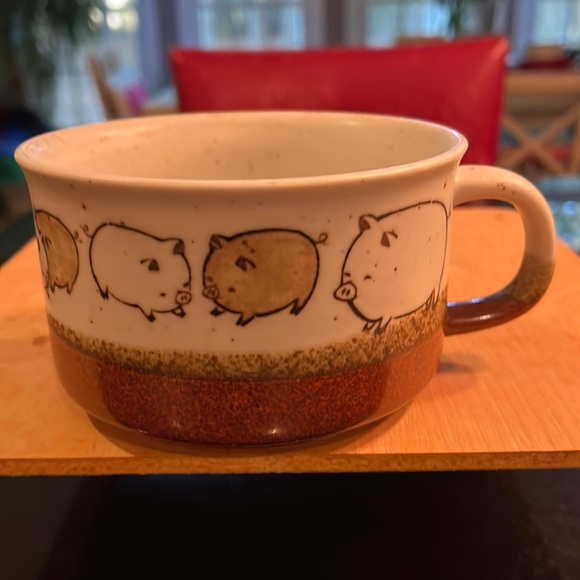 Other - Stoneware Soup Mug - Pig Motif.  4.5 inches   Height: 2.5 inches